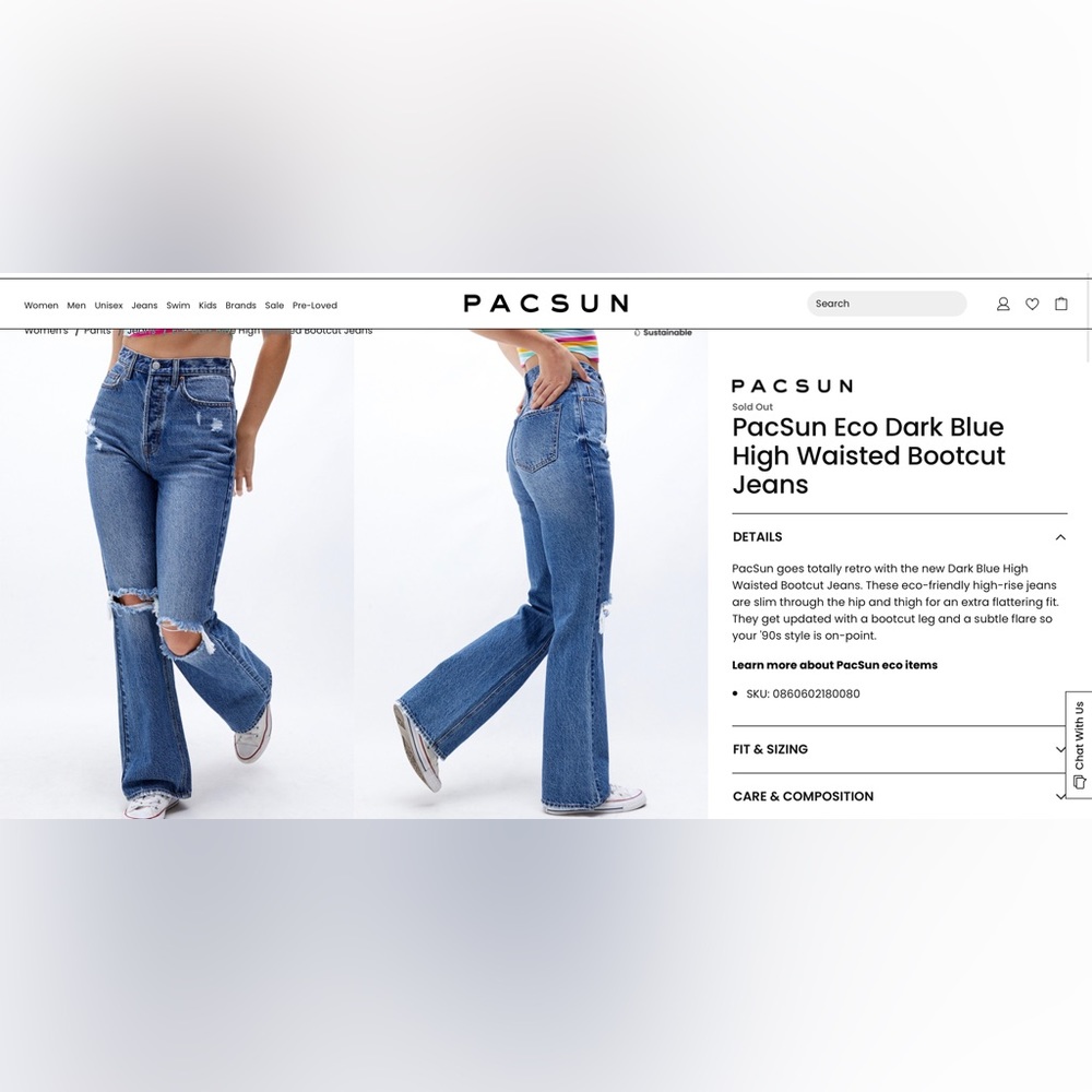 Rare Pacsun Eco Dark Blue High Wasted Bootcut Jeans
